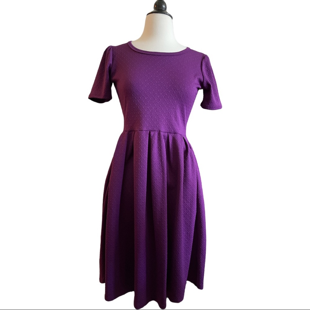 LulaRoe Deep Plum Purple Stretchy Amelia Dress